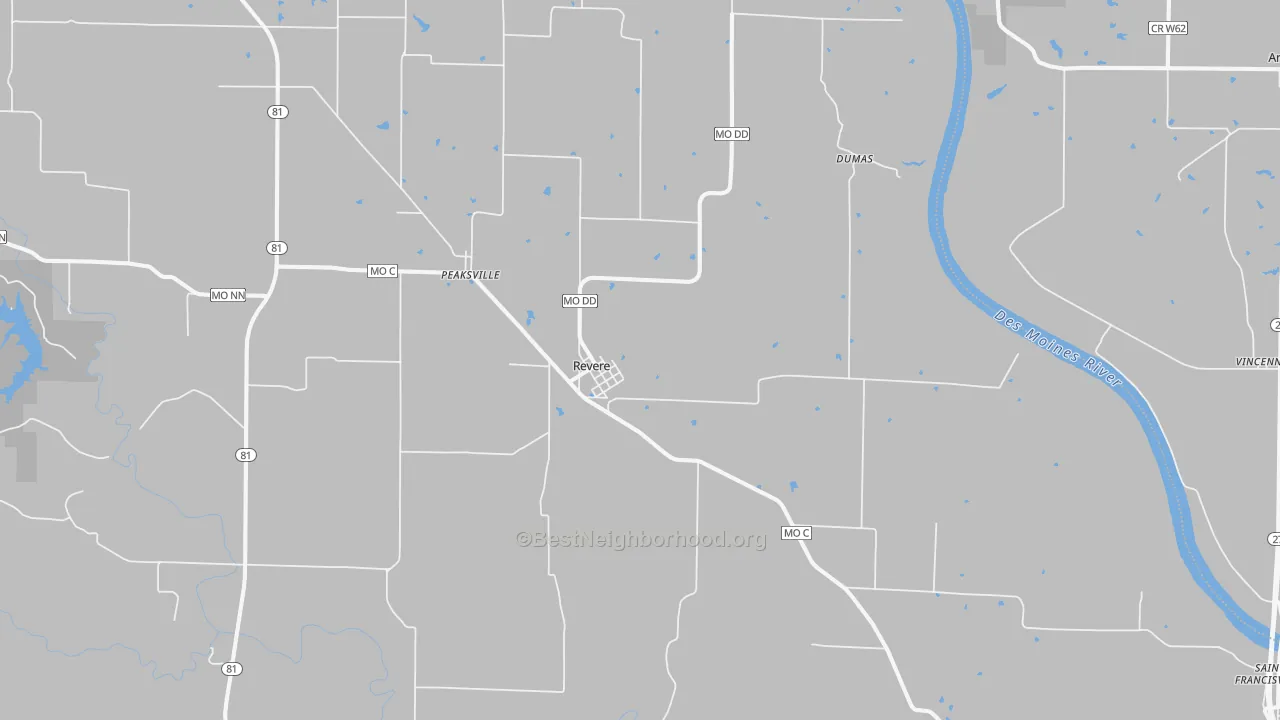 Transit Grade map of Revere, MO
