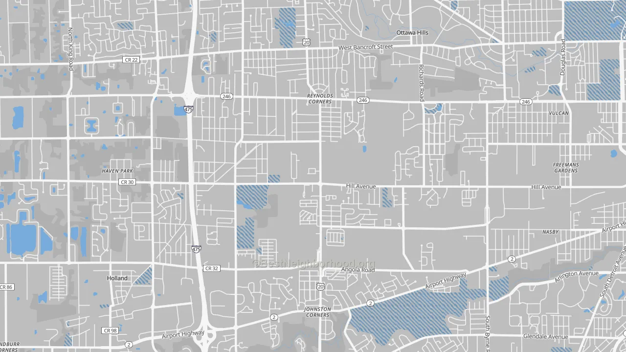 Transit Grade map of Reynolds Corners, Toledo, OH