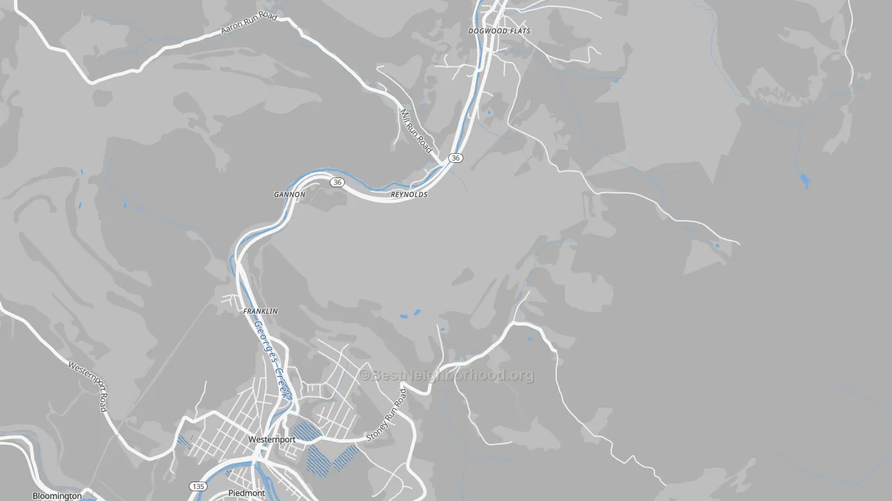 Transit Grade map of Reynolds, MD