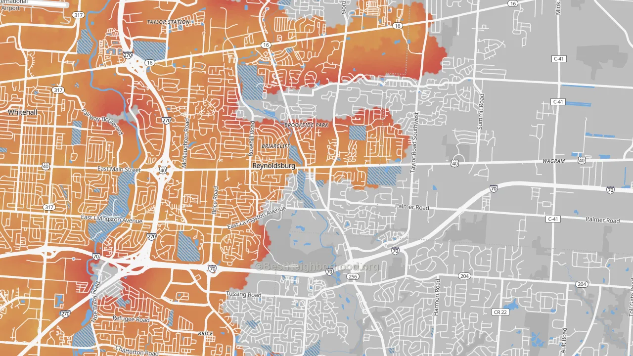 Transit Grade map of Reynoldsburg, OH