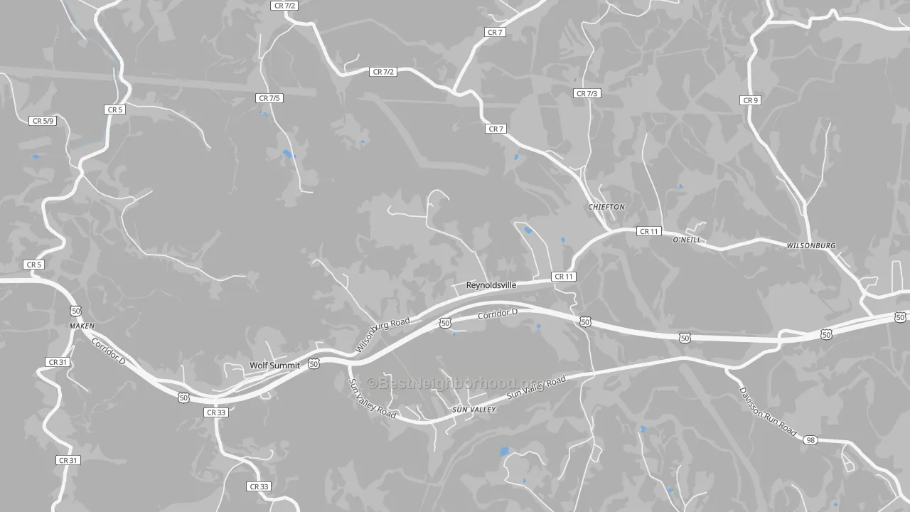 Transit Grade map of Reynoldsville, WV