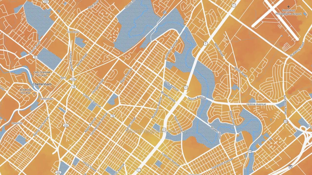 Transit Grade map of Rhawnhurst, Philadelphia, PA