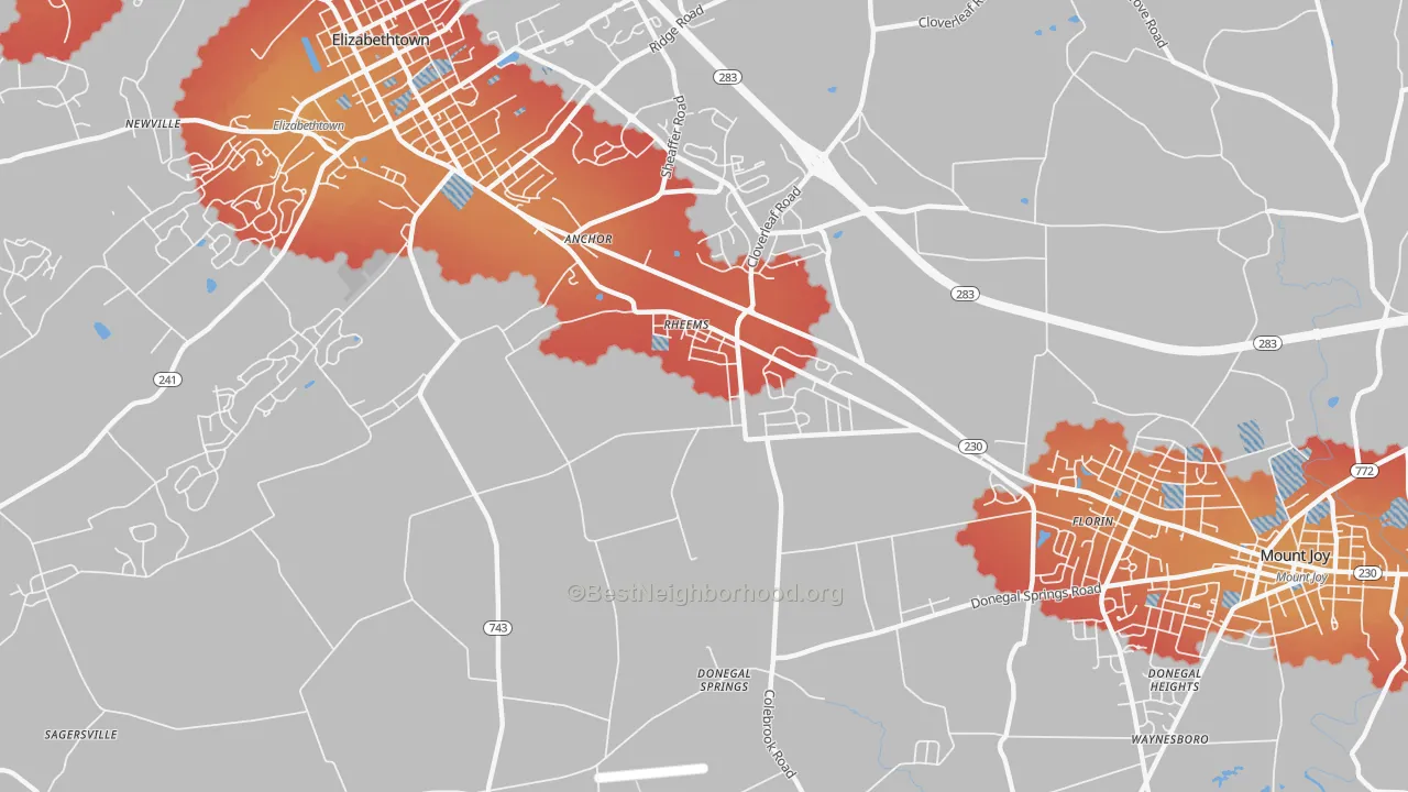 Transit Grade map of Rheems, PA