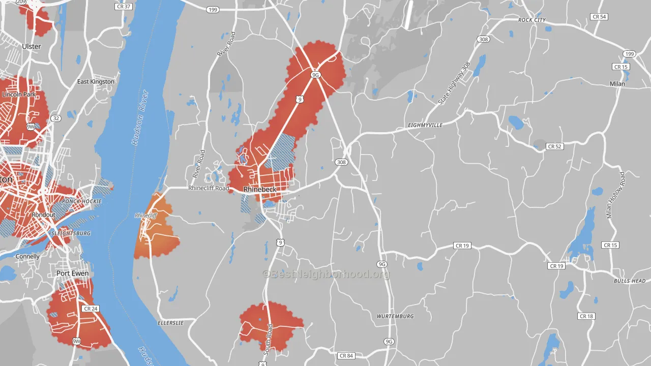 Transit Grade map of Rhinebeck, NY