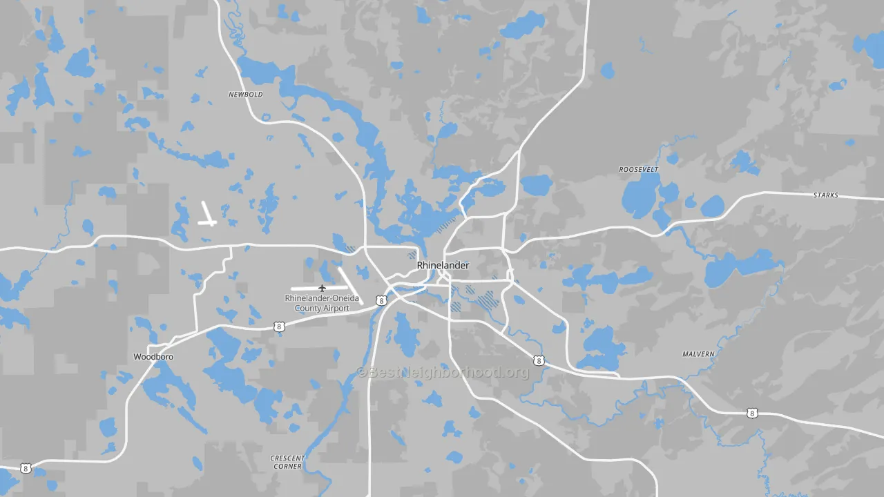 Transit Grade map of Rhinelander, WI