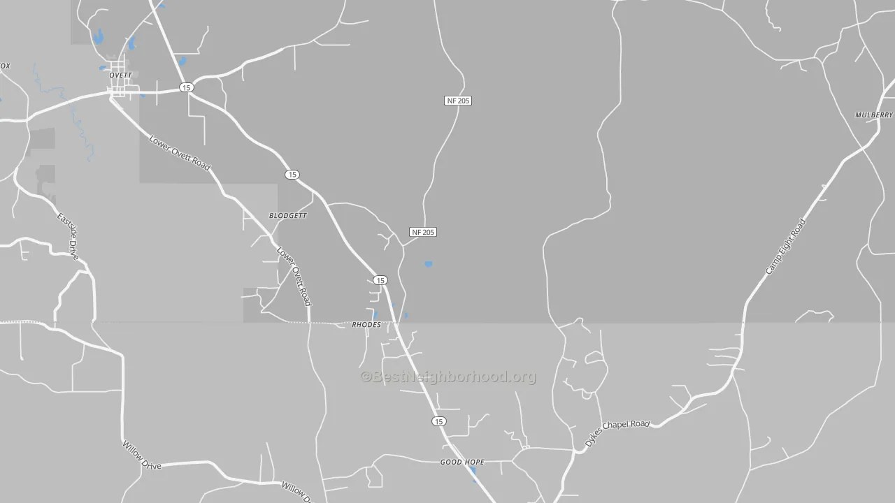 Transit Grade map of Rhodes, MS