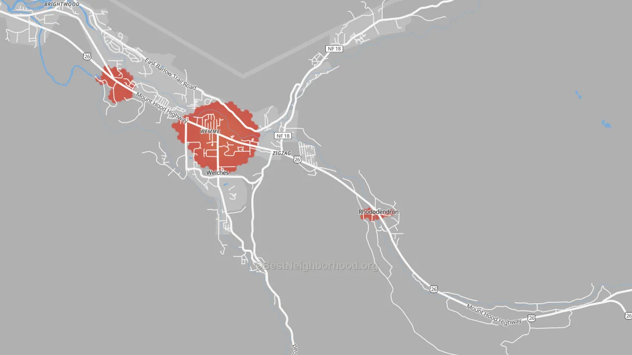 Transit Grade map of Rhododendron, OR