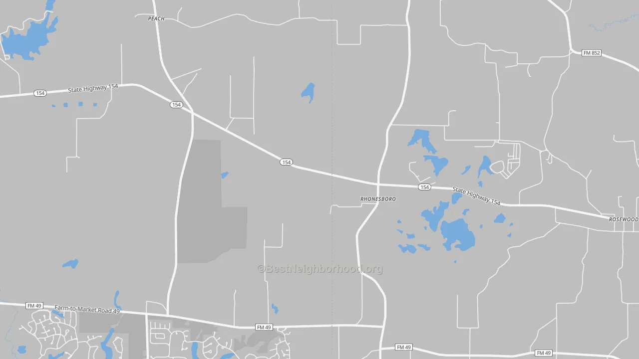 Transit Grade map of Rhonesboro, TX