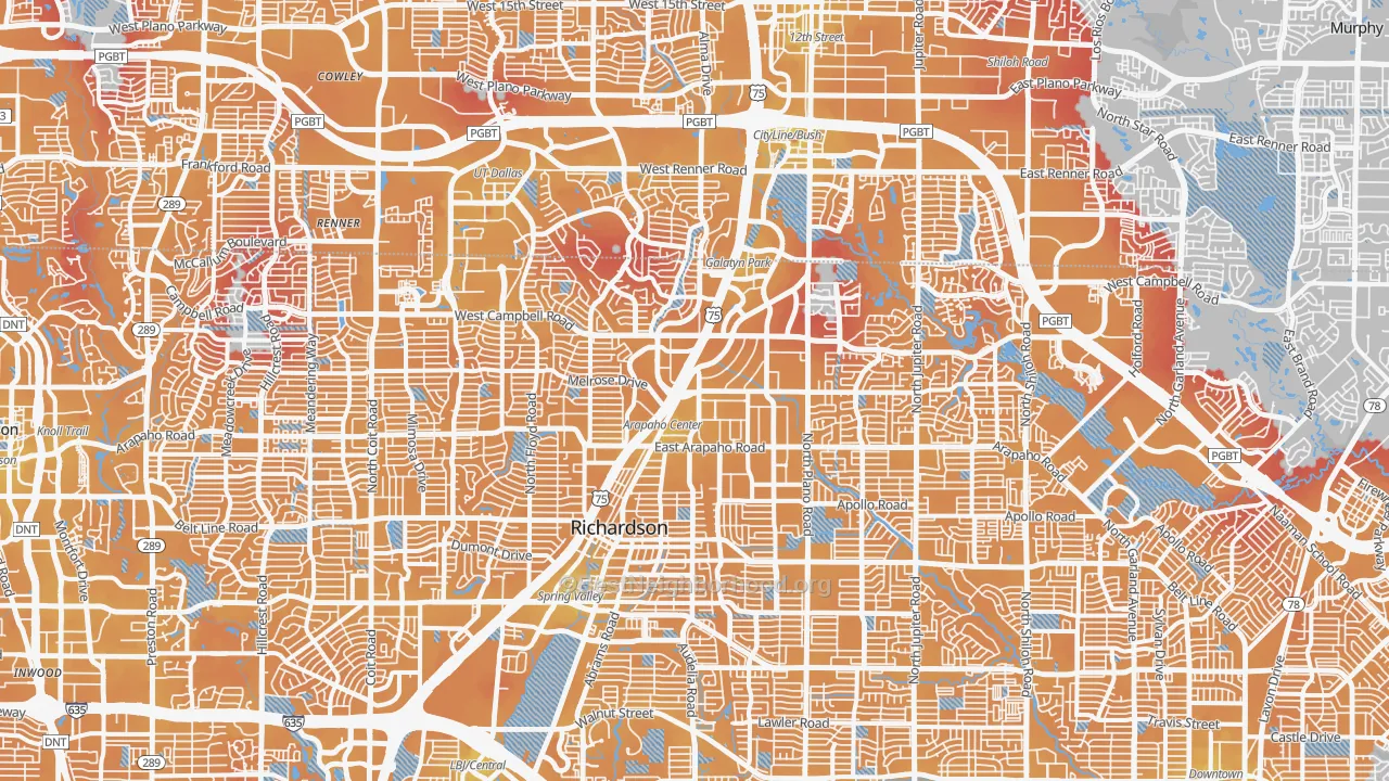 Transit Grade map of Richardson, TX
