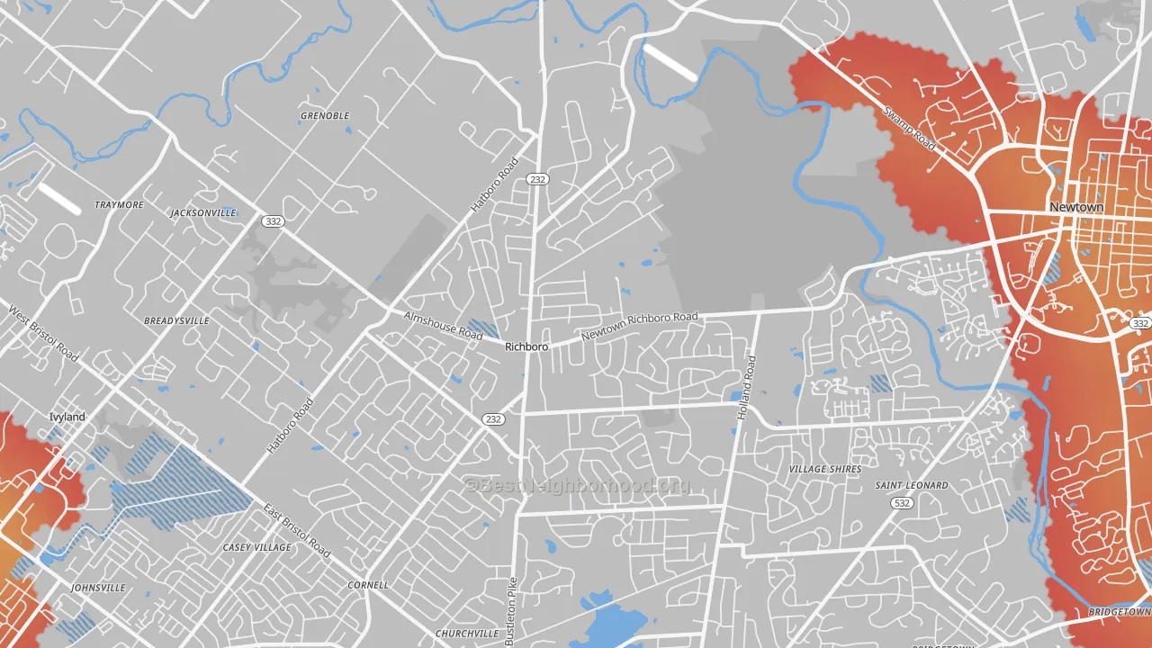 Transit Grade map of Richboro, PA