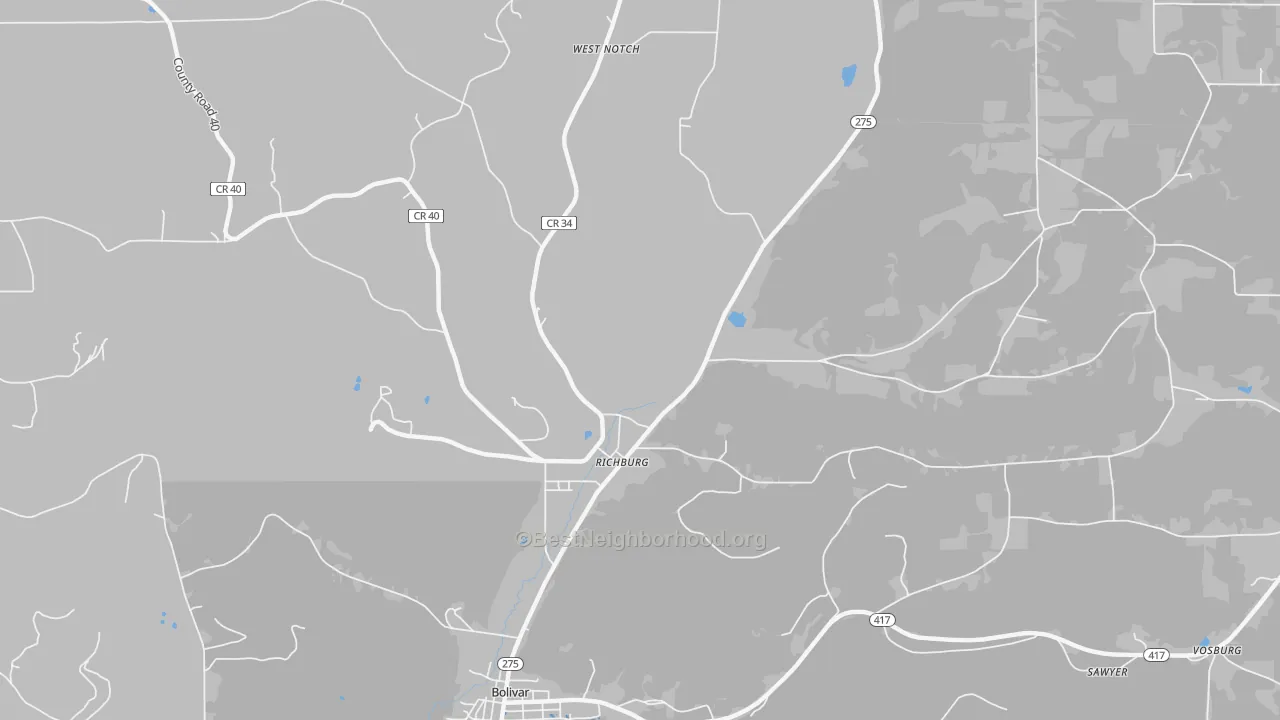 Transit Grade map of Richburg, NY