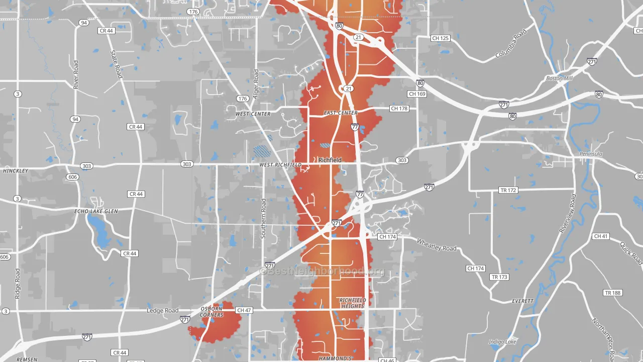 Transit Grade map of Richfield, OH