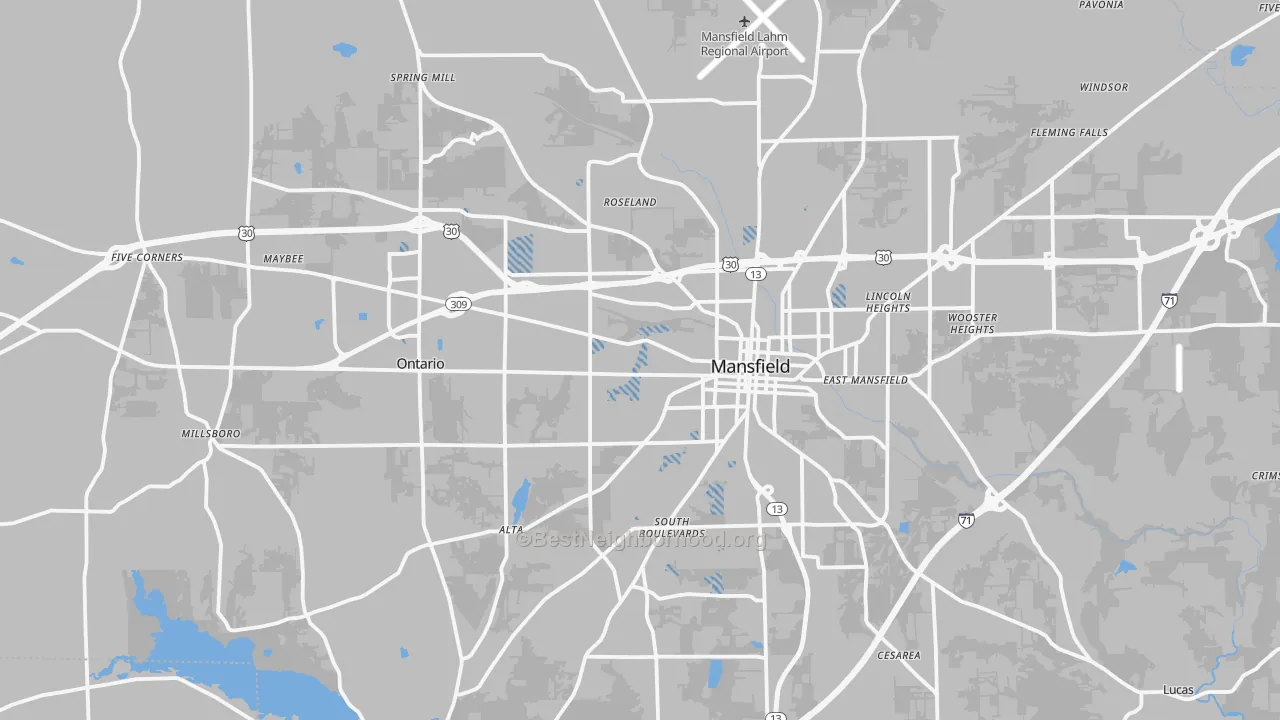 Transit Grade map of Richland County, OH