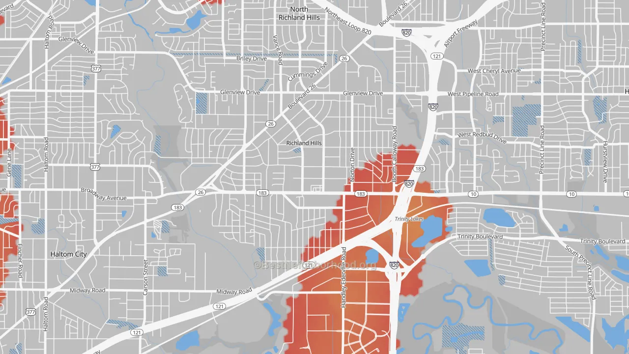 Transit Grade map of Richland Hills, TX