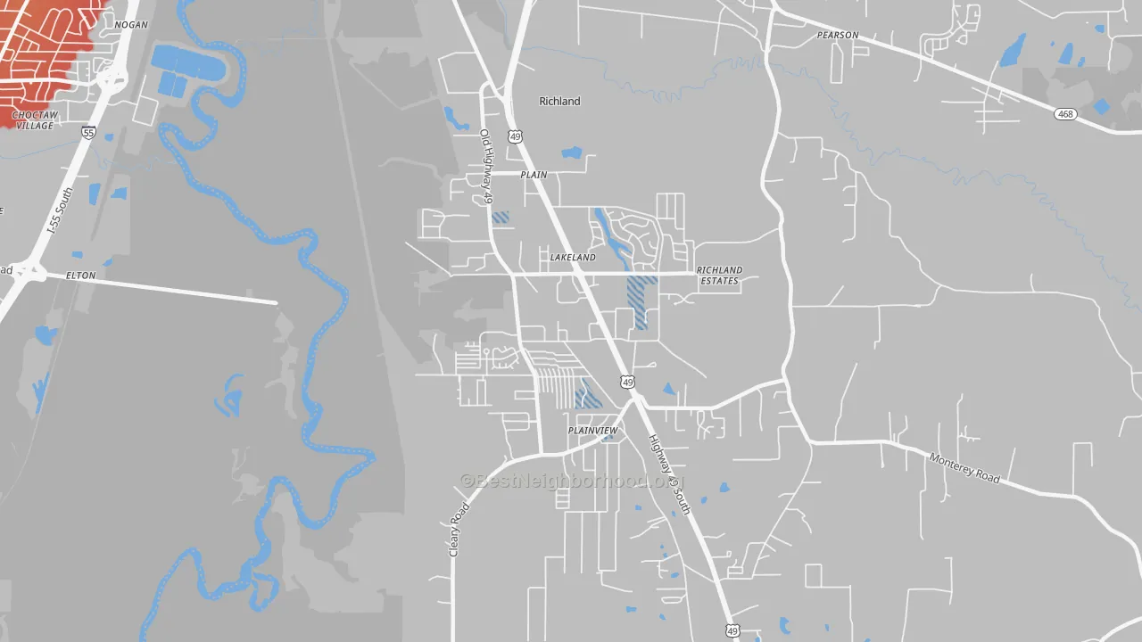 Transit Grade map of Richland, MS