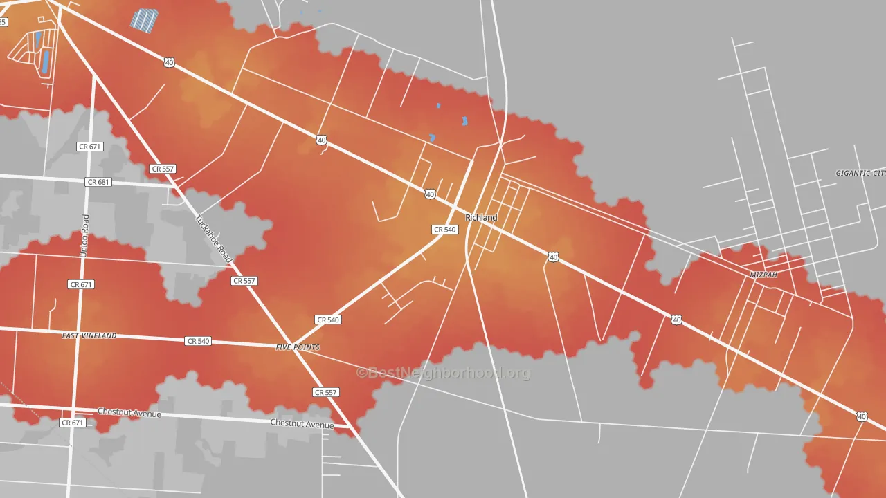 Transit Grade map of Richland, NJ
