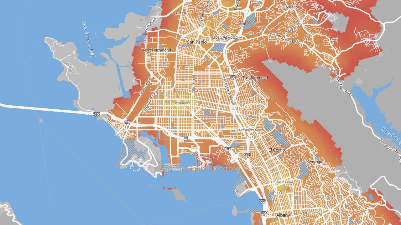 Transit Grade map of Richmond, CA
