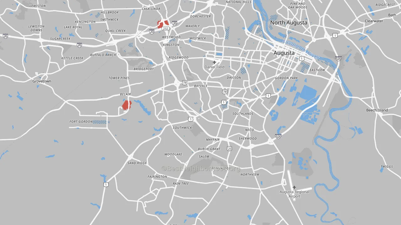 Transit Grade map of Richmond County, GA