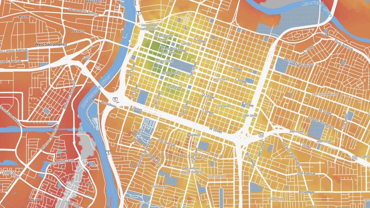 Transit Grade map of Richmond Grove, Sacramento, CA