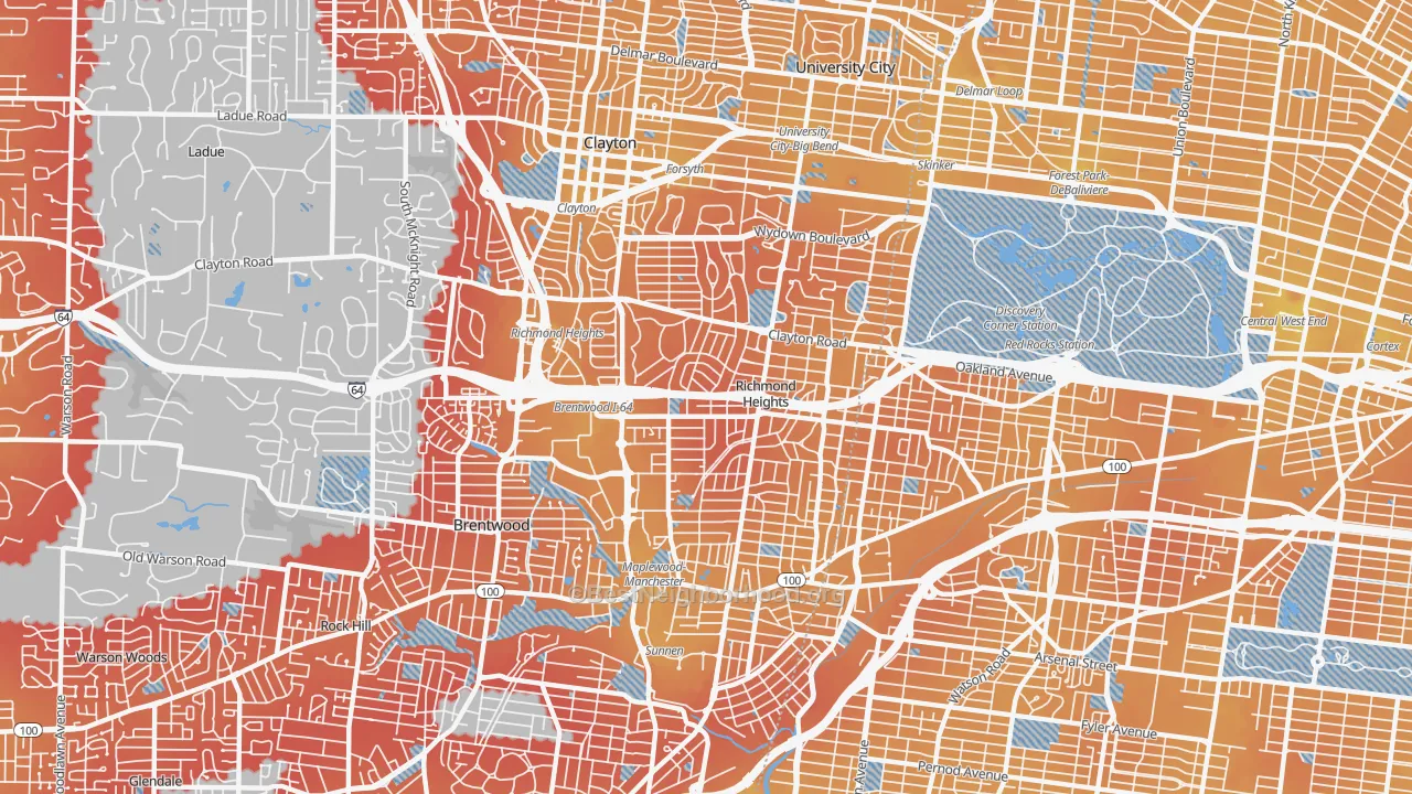 Transit Grade map of Richmond Heights, MO