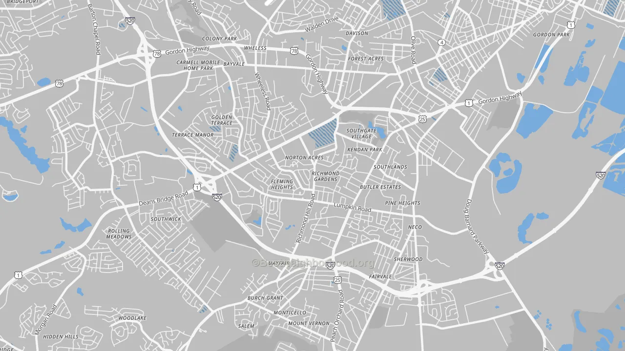Transit Grade map of Richmond Hill, Augusta, GA