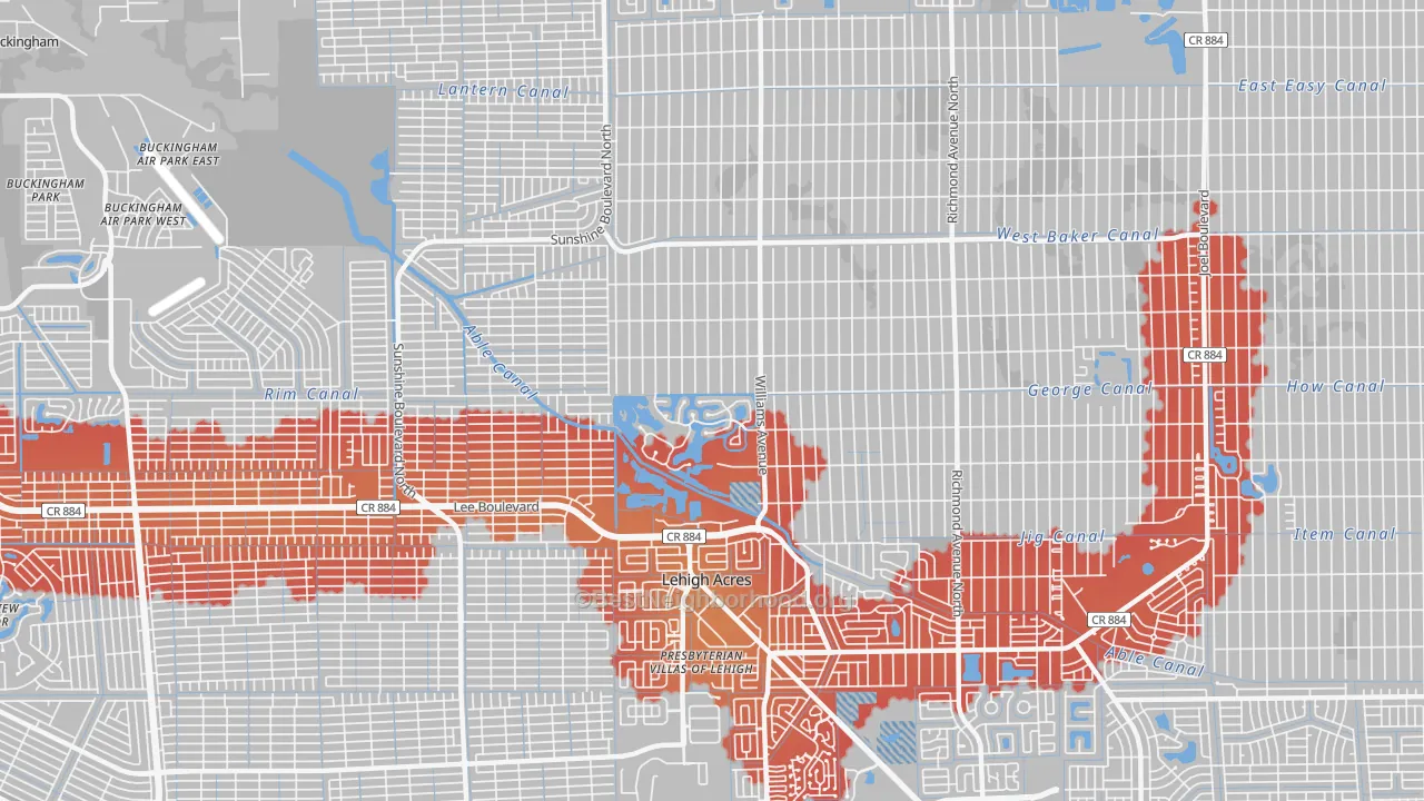 Transit Grade map of Richmond, Lehigh Acres, FL