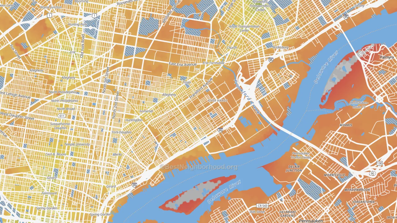 Transit Grade map of Richmond, Philadelphia, PA