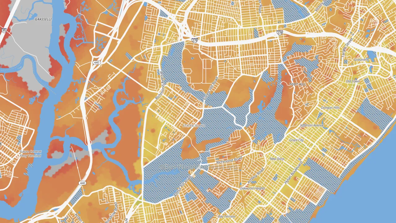 Transit Grade map of Richmondtown, Staten Island, NY