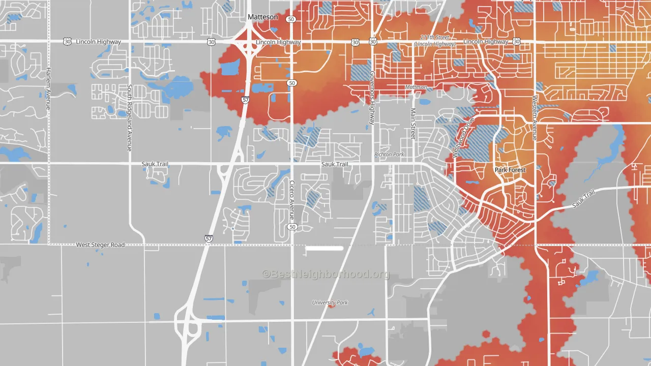 Transit Grade map of Richton Park, IL