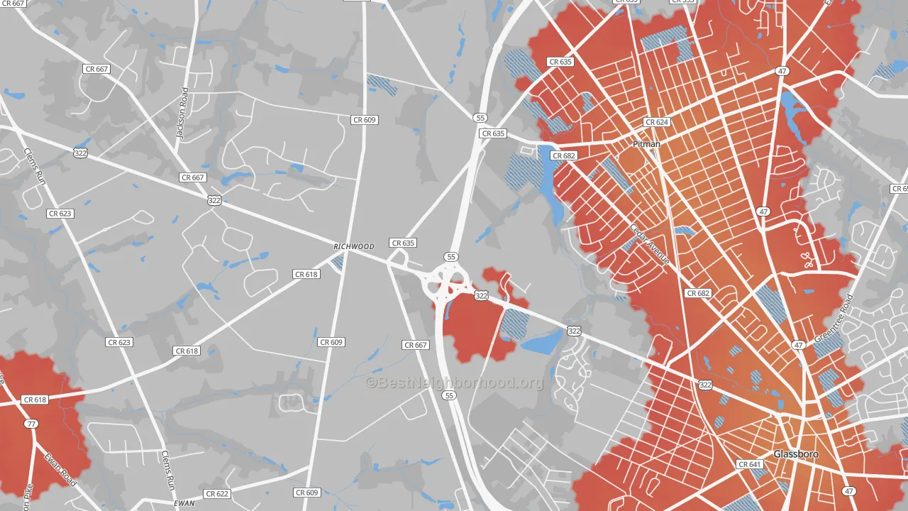 Transit Grade map of Richwood, NJ