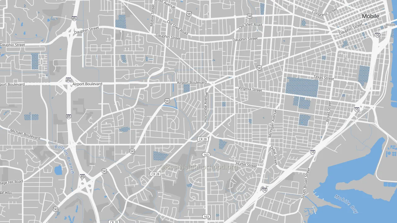 Transit Grade map of Rickarby, Mobile, AL