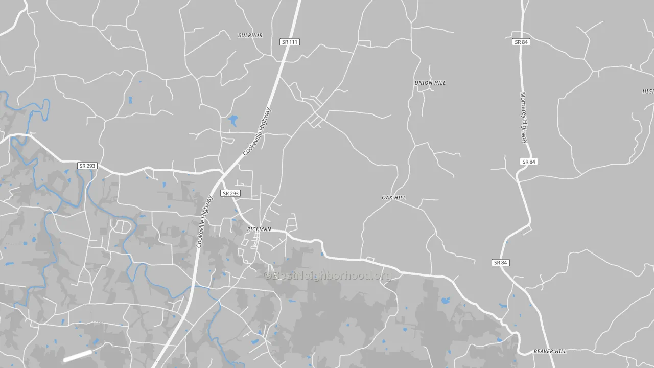 Transit Grade map of Rickman, TN