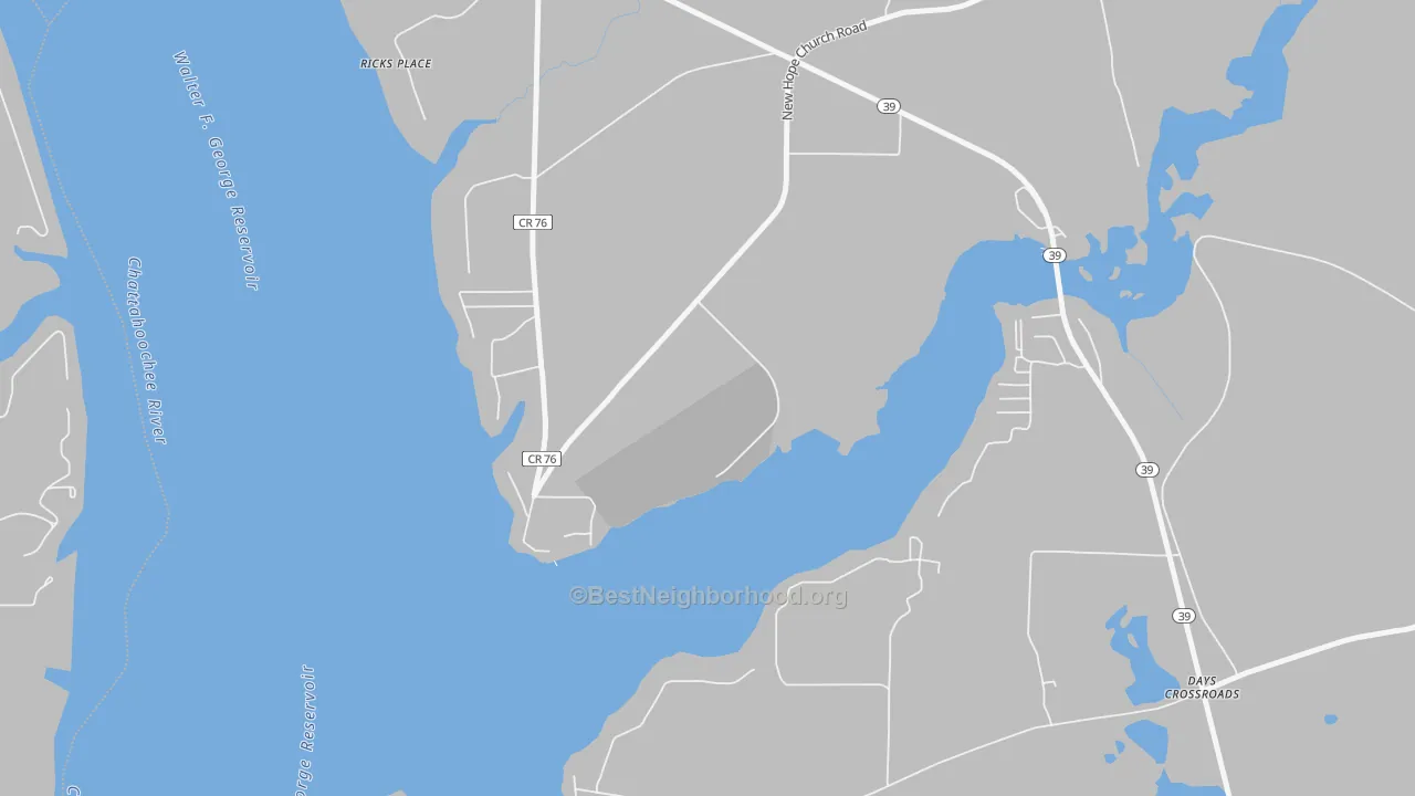 Transit Grade map of Ricks Place, GA