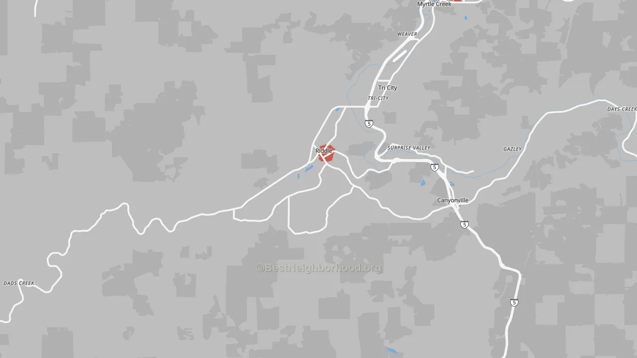 Transit Grade map of Riddle, OR