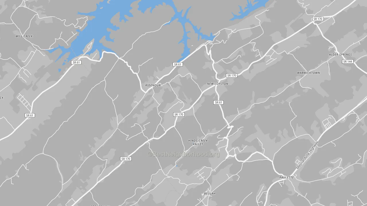 Transit Grade map of Ridenour, TN