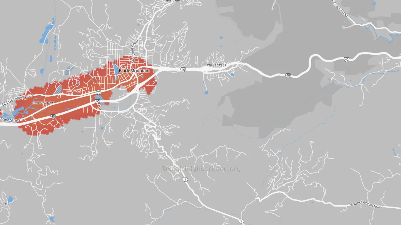 Transit Grade map of Ridgecrest, NC