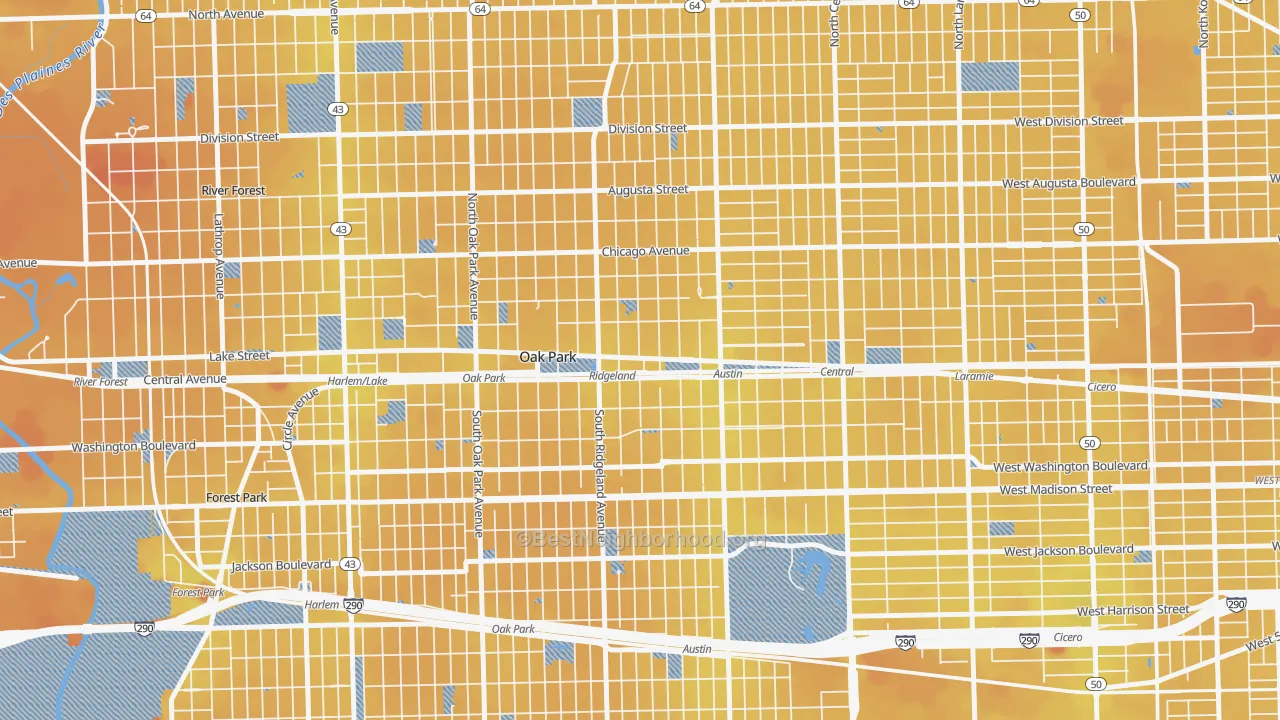 Transit Grade map of Ridgeland, Oak Park, IL