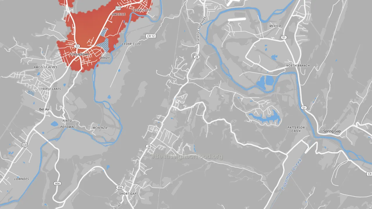 Transit Grade map of Ridgeley, WV