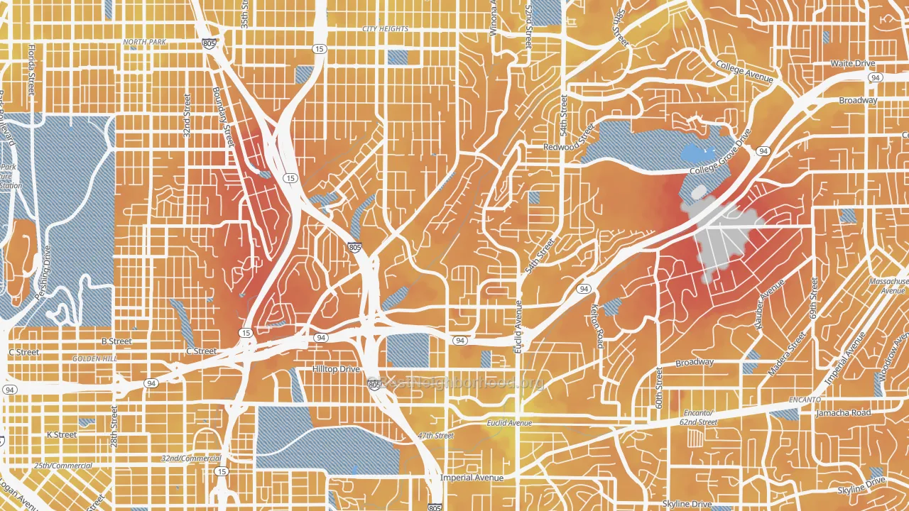 Transit Grade map of Ridgeview-Webster, San Diego, CA