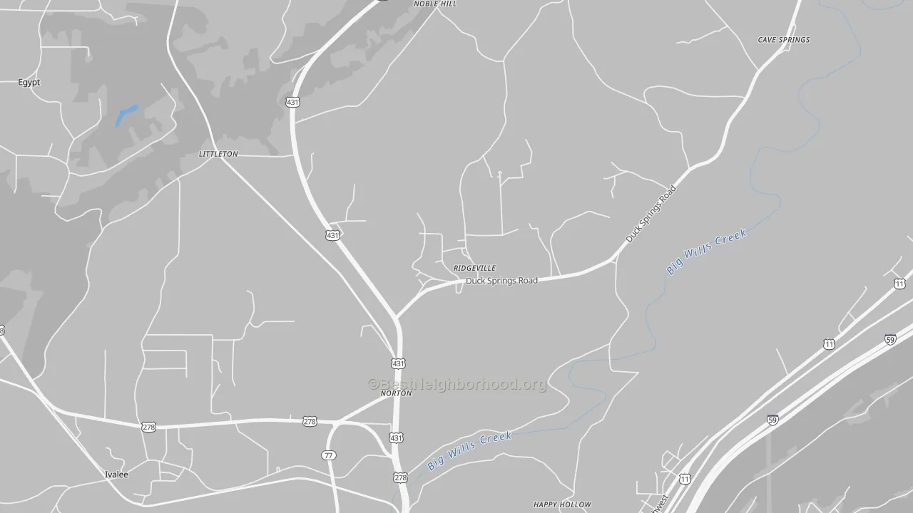 Transit Grade map of Ridgeville, AL