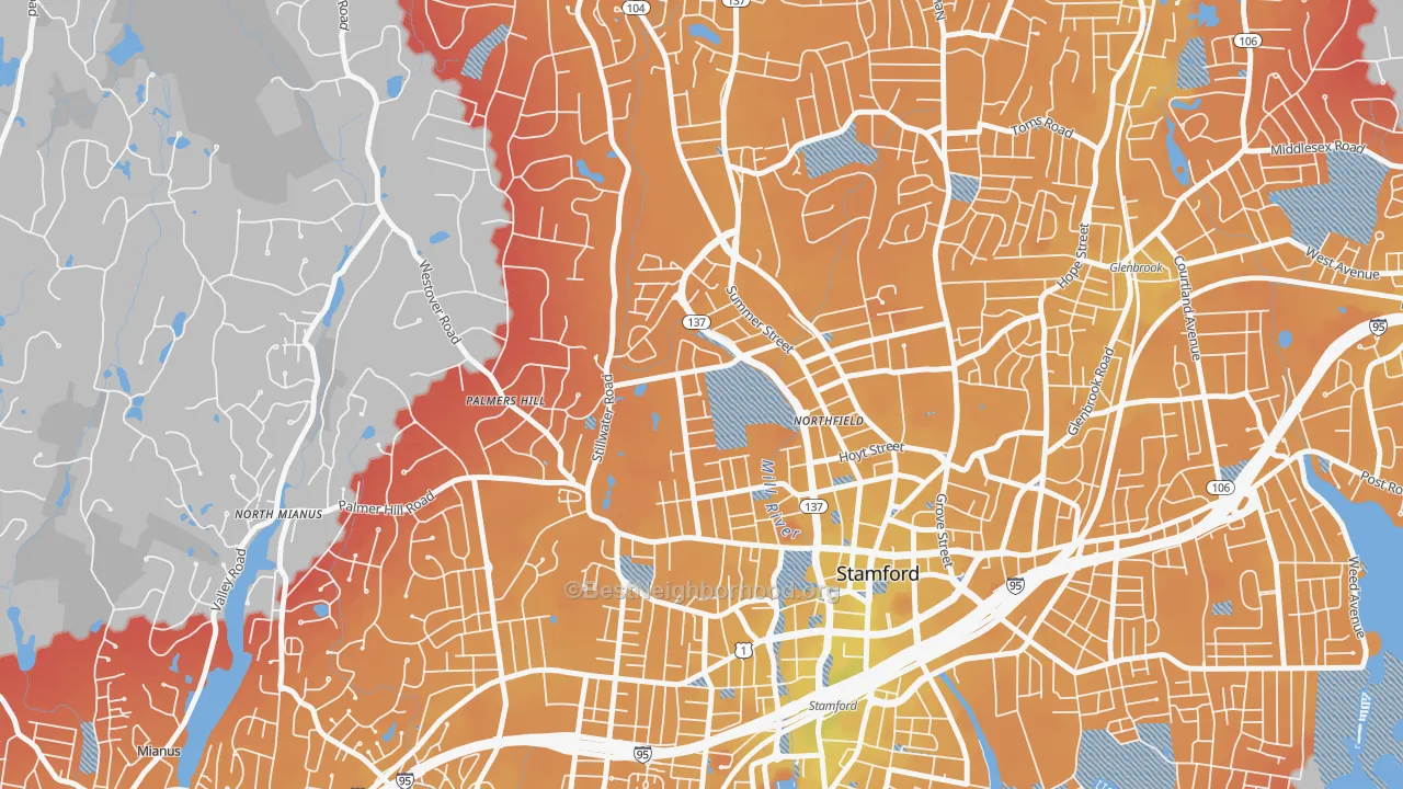 Transit Grade map of Ridgeway, Stamford, CT