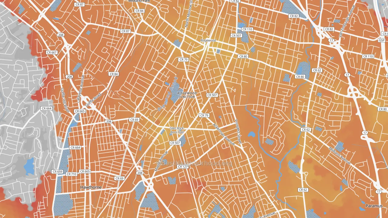 Transit Grade map of Ridgewood Junction, Glen Rock, NJ