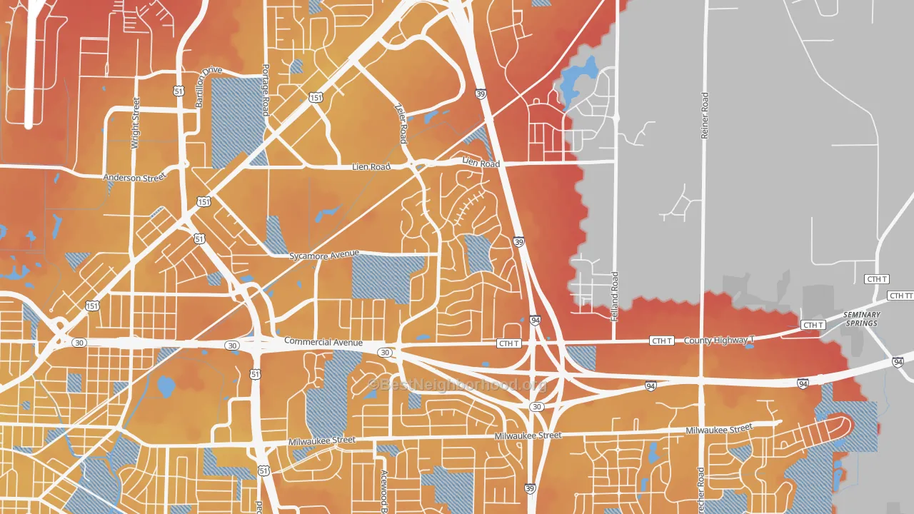 Transit Grade map of Ridgewood, Madison, WI