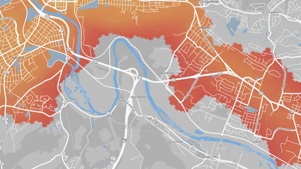 Transit Grade map of Ridgewood, PA