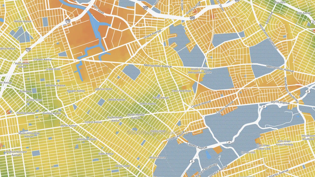 Transit Grade map of Ridgewood, Queens, NY