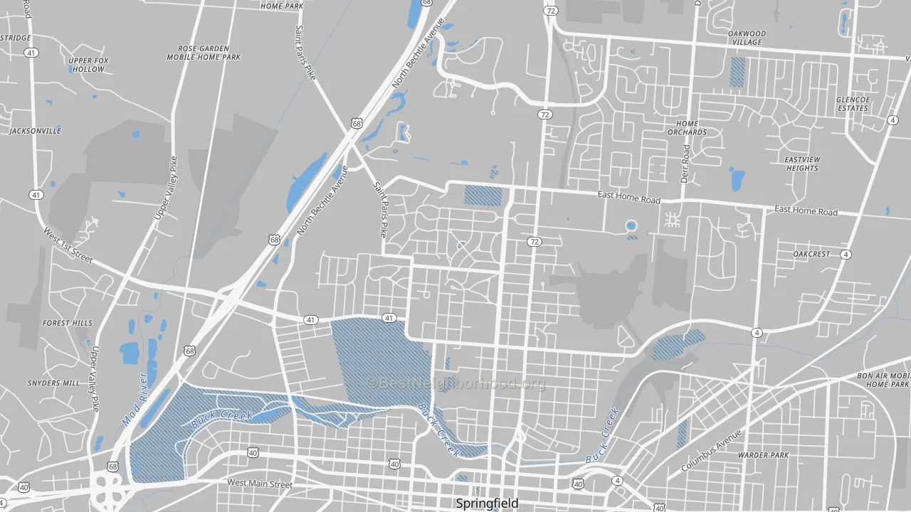 Transit Grade map of Ridgewood, Springfield, OH