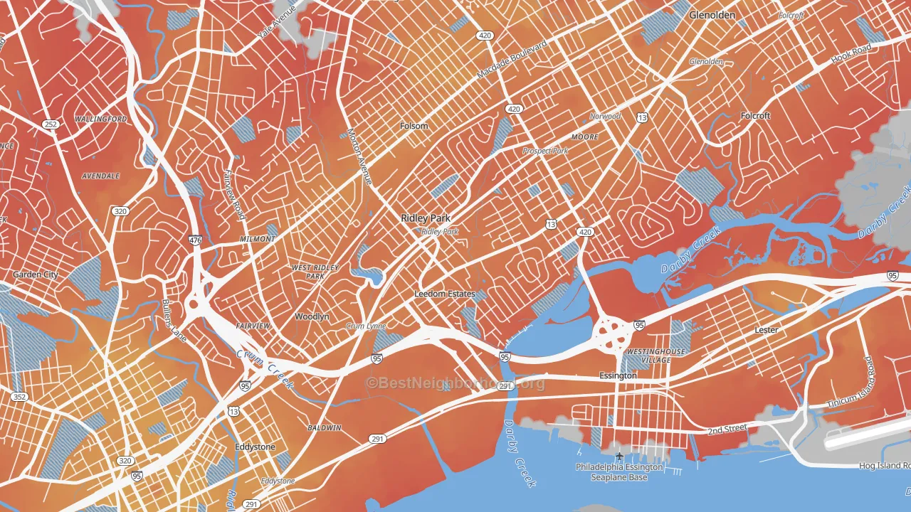Transit Grade map of Ridley Park, PA