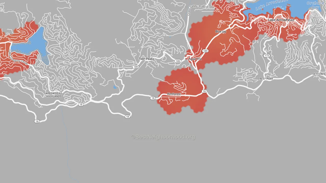 Transit Grade map of Rimforest, CA