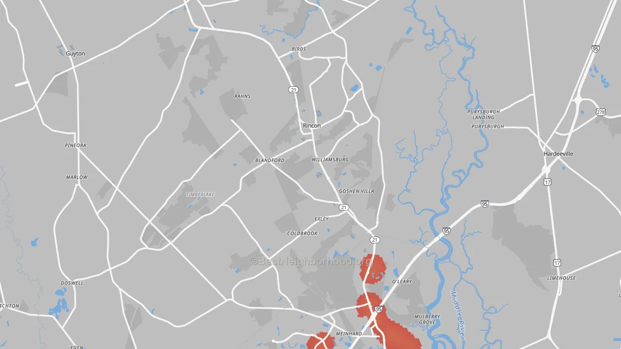 Transit Grade map of Rincon, GA