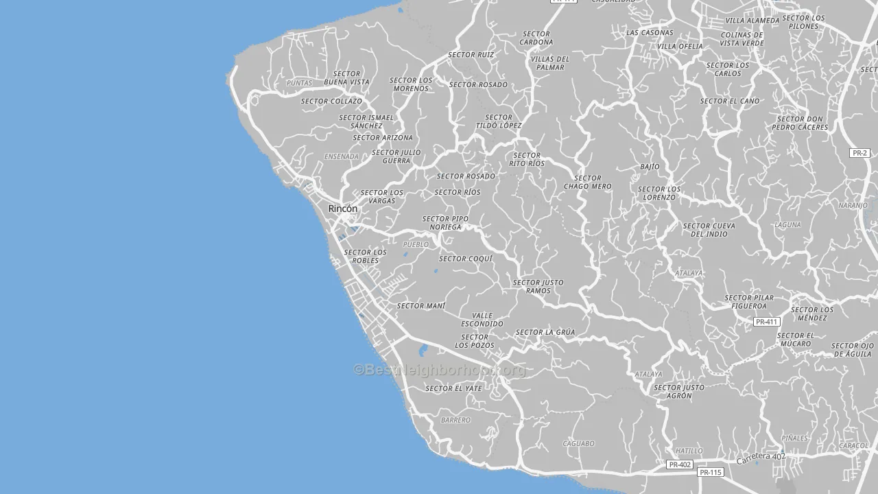 Transit Grade map of Rincon Municipio, PR